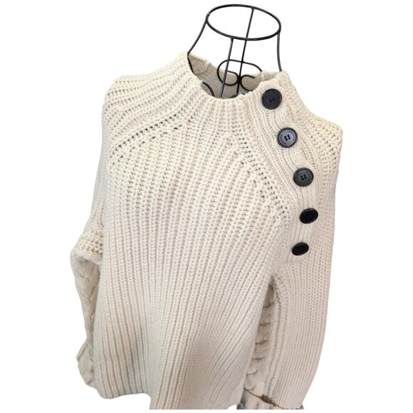 Zadig & Voltaire Défilé Colette Oversized Chunky Wool Knit Button Neck Sweater - Picture 11 of 13